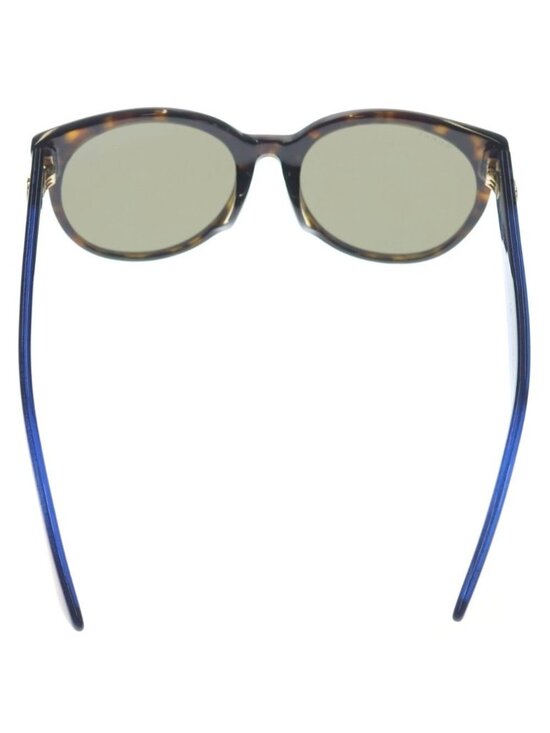 Gucci Interlocking Sunglasses Blue Frame Khaki Lens Gold Eyewear